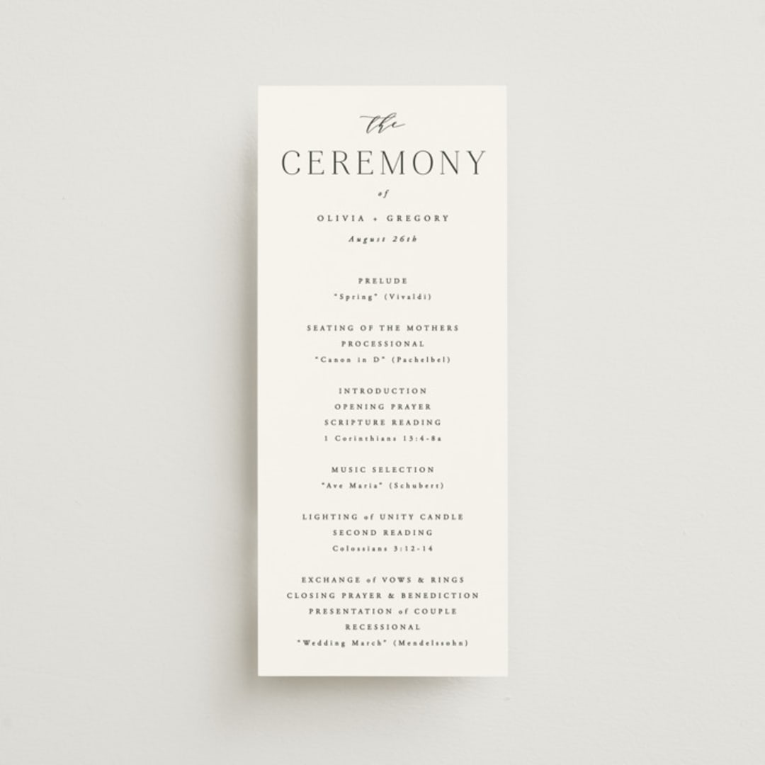 "Classy Type" - Wedding Programs in Lily by Hooray Creative - Front