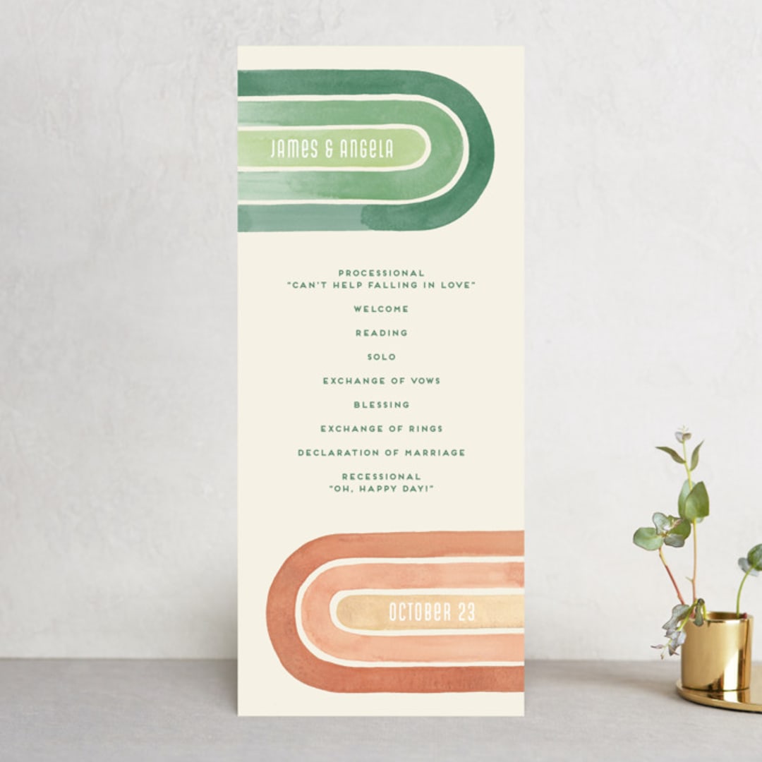 "Double Rainbow" - Wedding Programs in Cactus by Pink House Press - Front