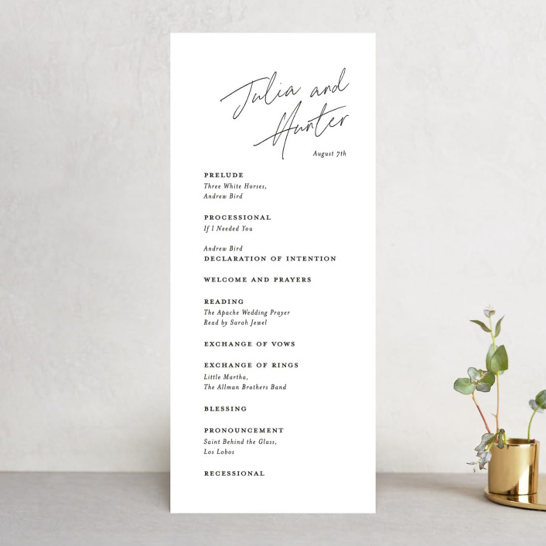 "Landscape" - Wedding Programs in Black Tie by Laura Hamm - Front