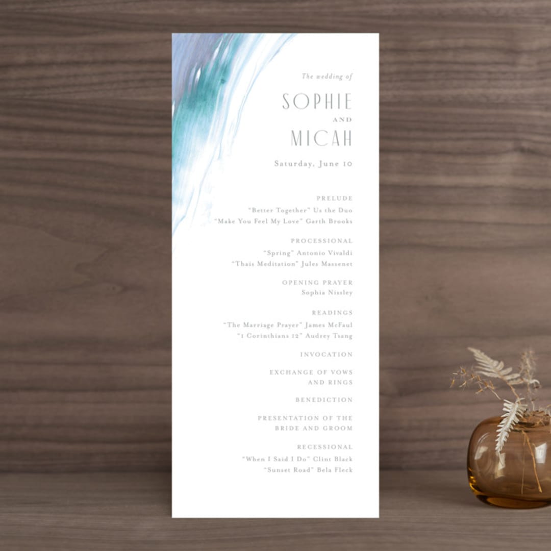 "apogean tide" - Wedding Programs in Lagoon by Jennifer Wick - Front