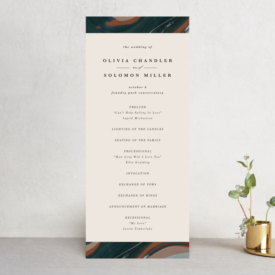"Love Story" - Wedding Programs in Turquoise by Kate Ahn - Front