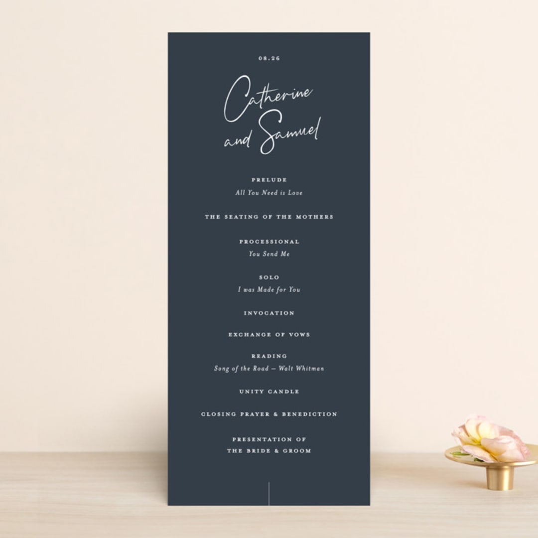 "Proposal" - Wedding Programs in Marine by Sandra Picco Design - Front