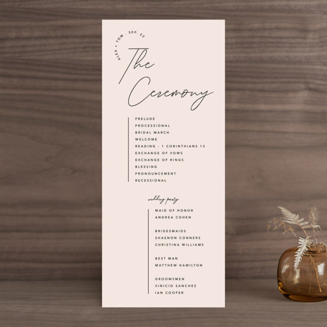 "Aesthetic" - Wedding Programs in Blush by Liz Conley - Front
