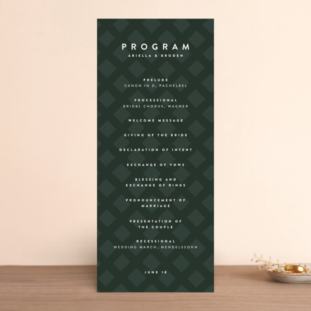 "Artsy Minimal" - Wedding Programs in Forest by Melanie Severin - Front