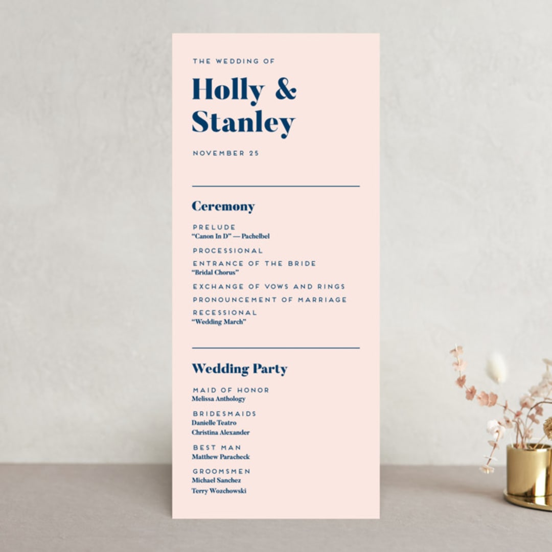 "Vogue" - Wedding Programs in Navy by Genna Blackburn - Front
