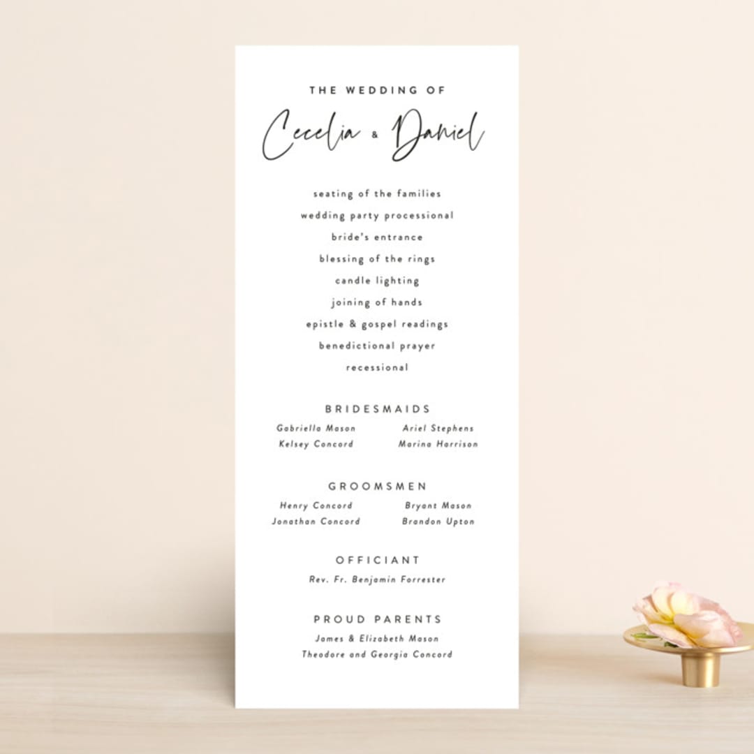 "In this together" - Wedding Programs in Black Tie by Lea Delaveris - Front