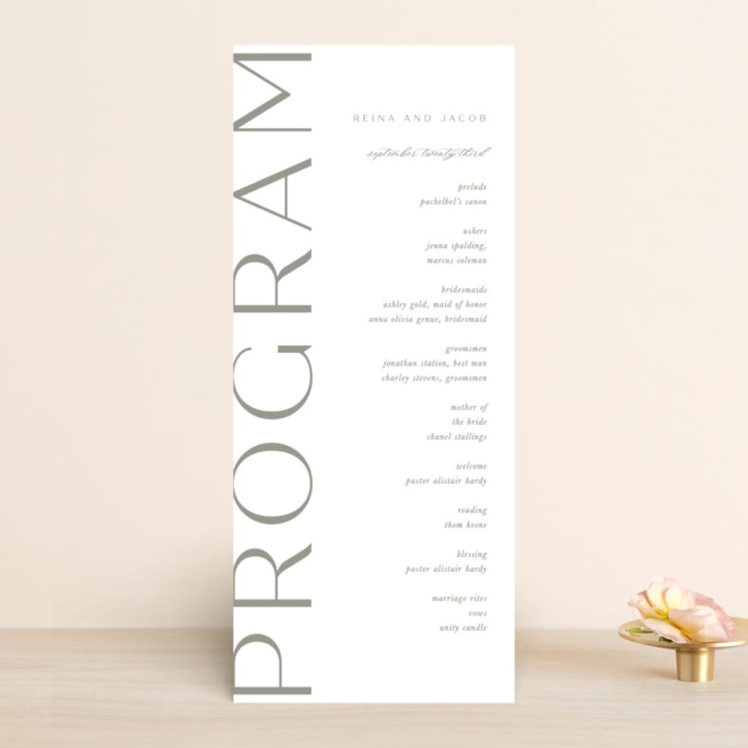 "Frame" - Wedding Programs in Granite by Lori Wemple - Front