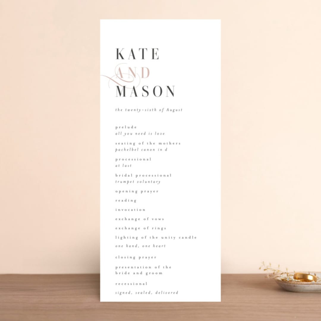 "Foundry" - Wedding Programs in Rose Quartz by Kristie Kern - Front