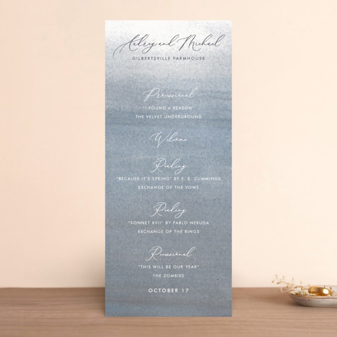 "Romantic Watercolor" - Wedding Programs in Mist by Sparkvites - Front