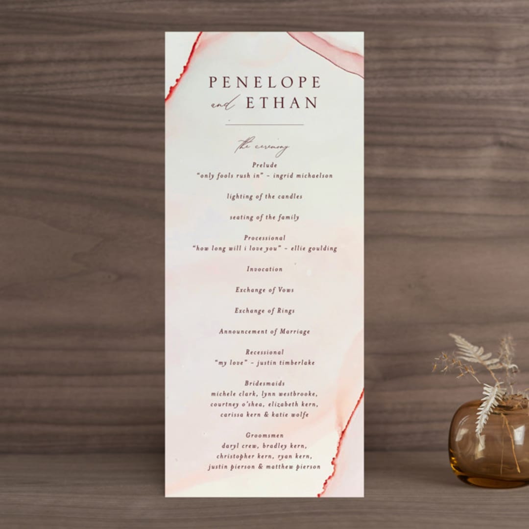 "opalescent" - Wedding Programs in Chalcedony by Erin Deegan - Front