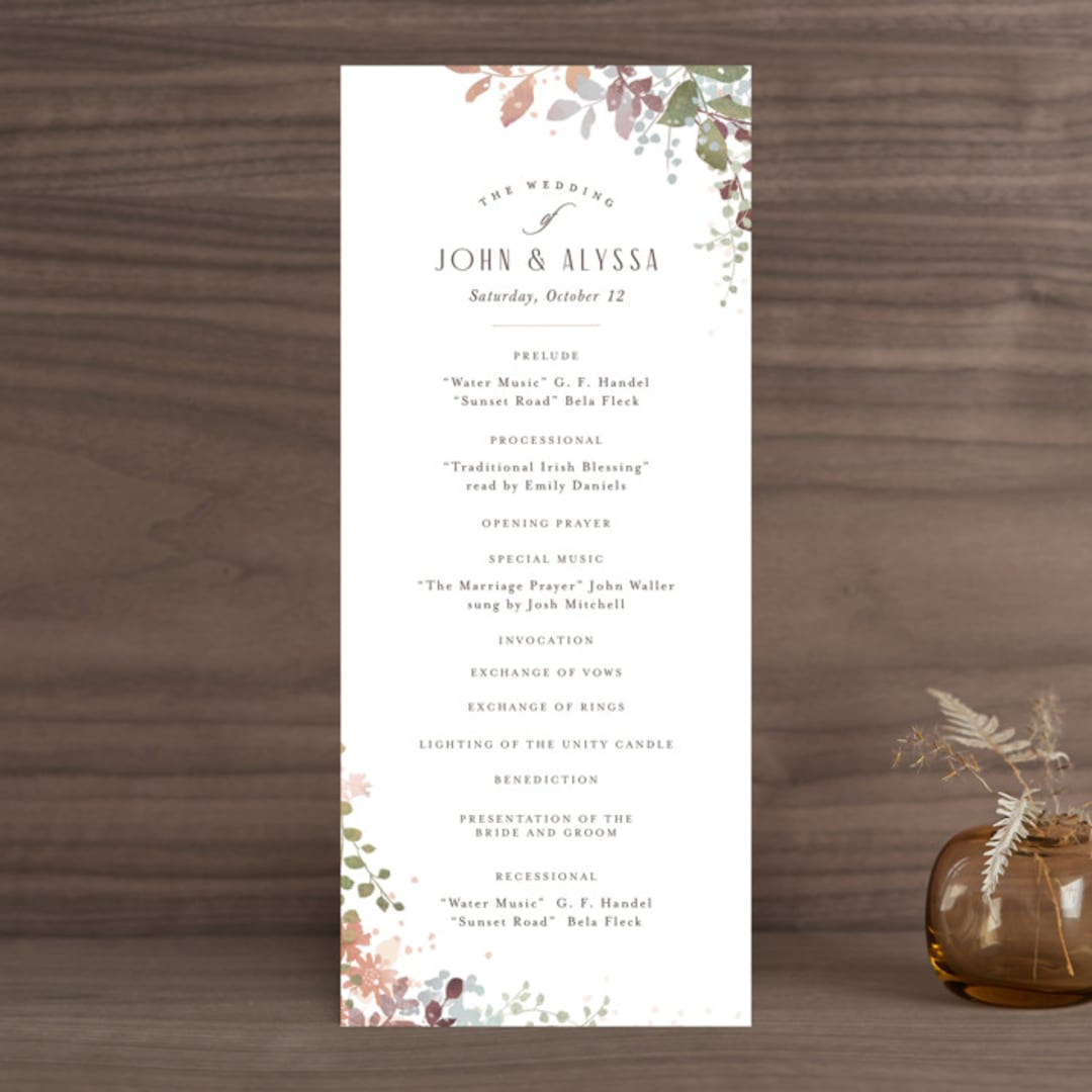 "Wesleyan Hill" - Wedding Programs in Wildflower by Jennifer Wick - Front