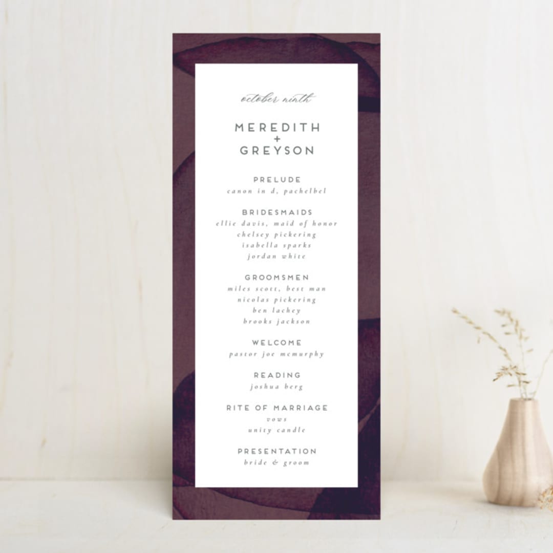 "Petalis" - Wedding Programs in Velvet by Christie Garcia - Front