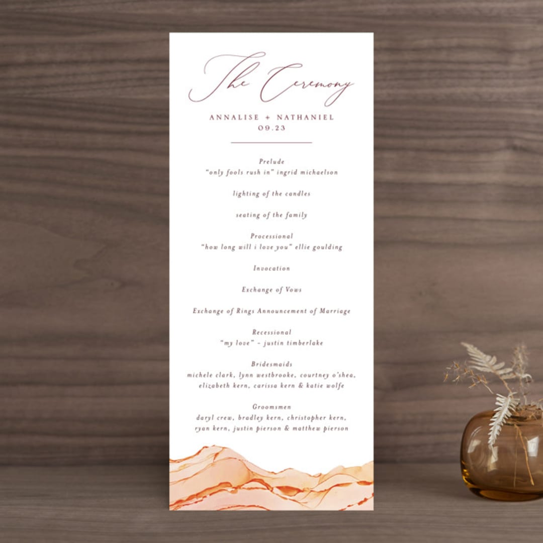 "Sandstone" - Wedding Programs in Topaz by Erin Deegan - Front
