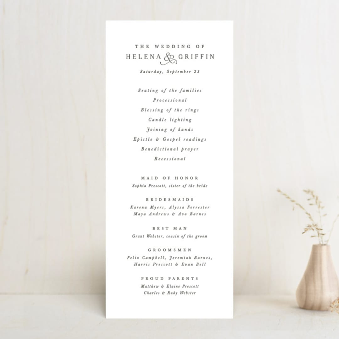 "And here we are" - Wedding Programs in Marble by Lea Delaveris - Front