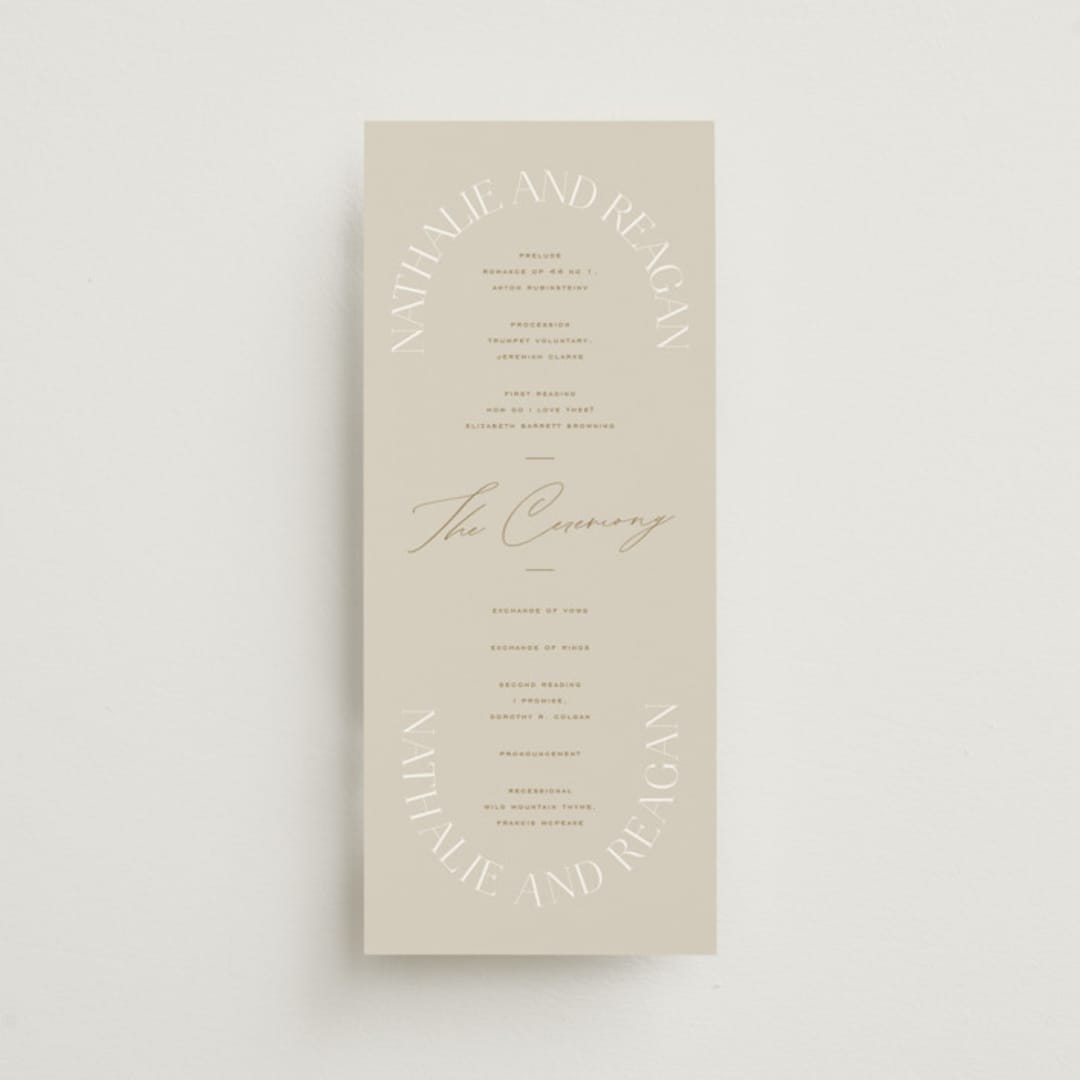 "oval" - Wedding Programs in Natural by Leah Bisch - Front