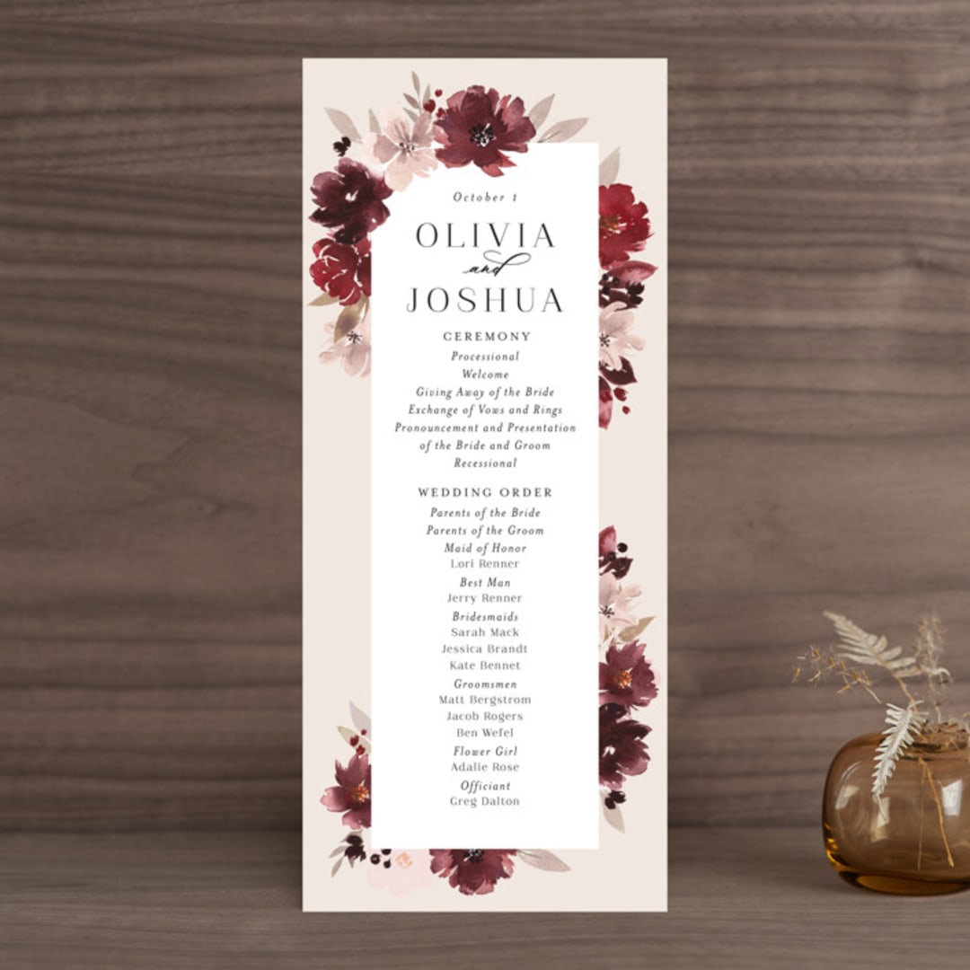 "Emyn" - Wedding Programs in Burgundy by Itsy Belle Studio - Front