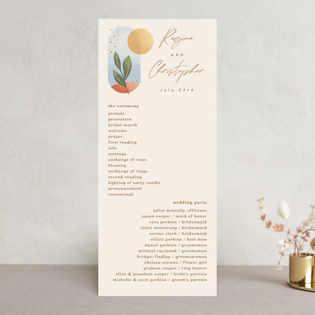 "Essence" - Wedding Programs in Ivory by Laura Bolter - Front