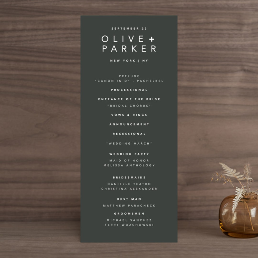 "Midtown" - Wedding Programs in Stone by Hudson meet Rose - Front