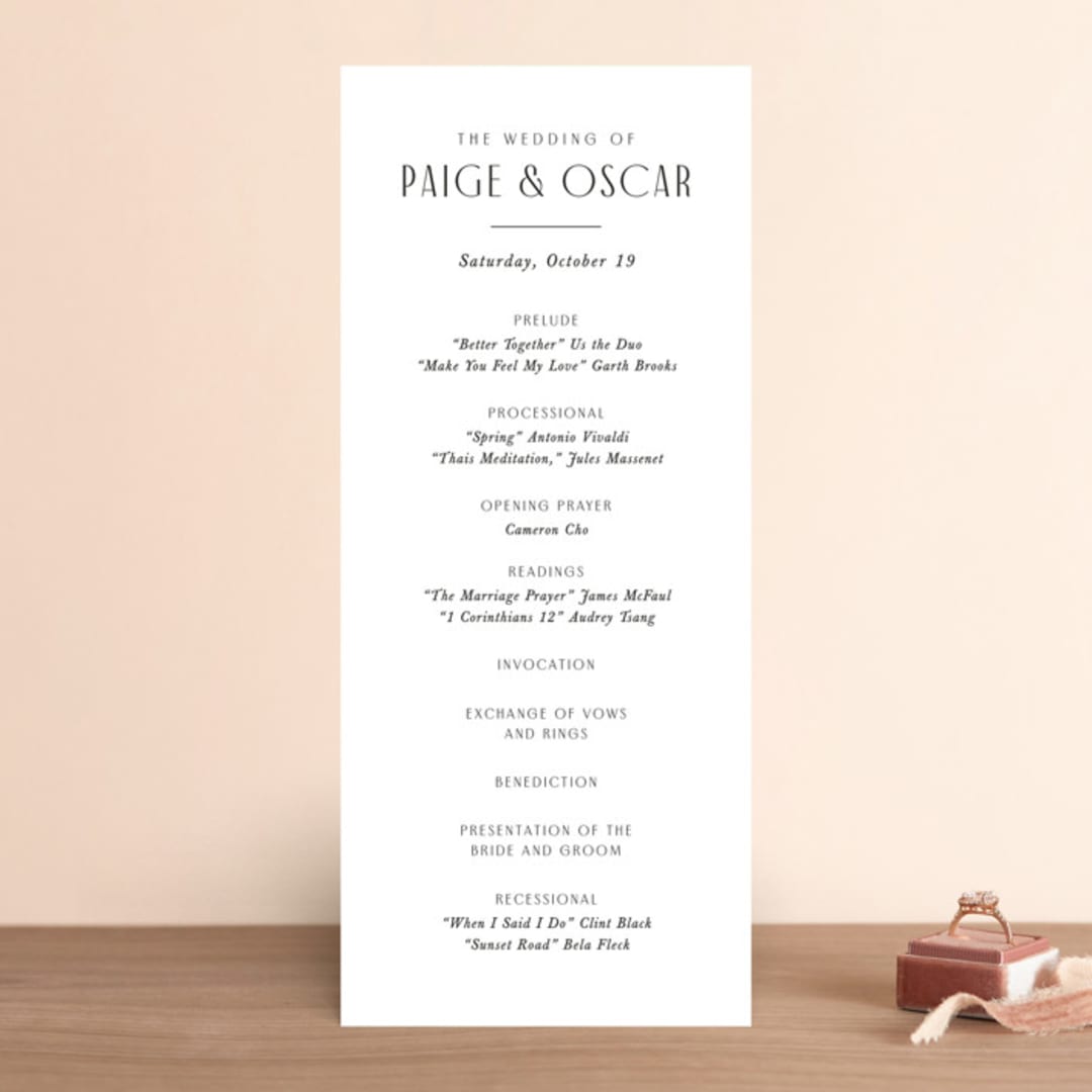 "Arcadia" - Wedding Programs in Onyx by Jennifer Wick - Front