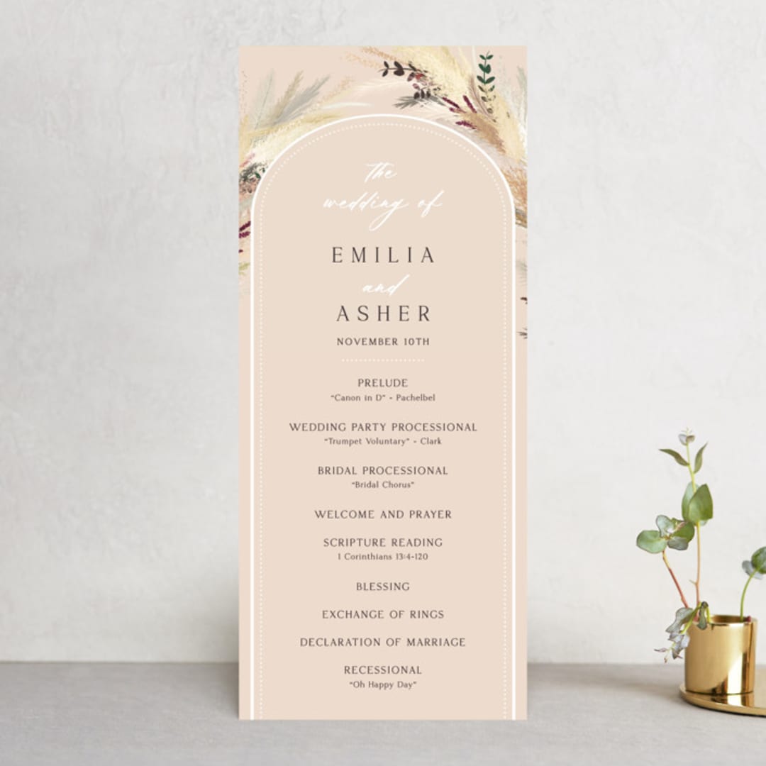 "Bohemian Pampas" - Wedding Programs in Sand by Kaydi Bishop - Front