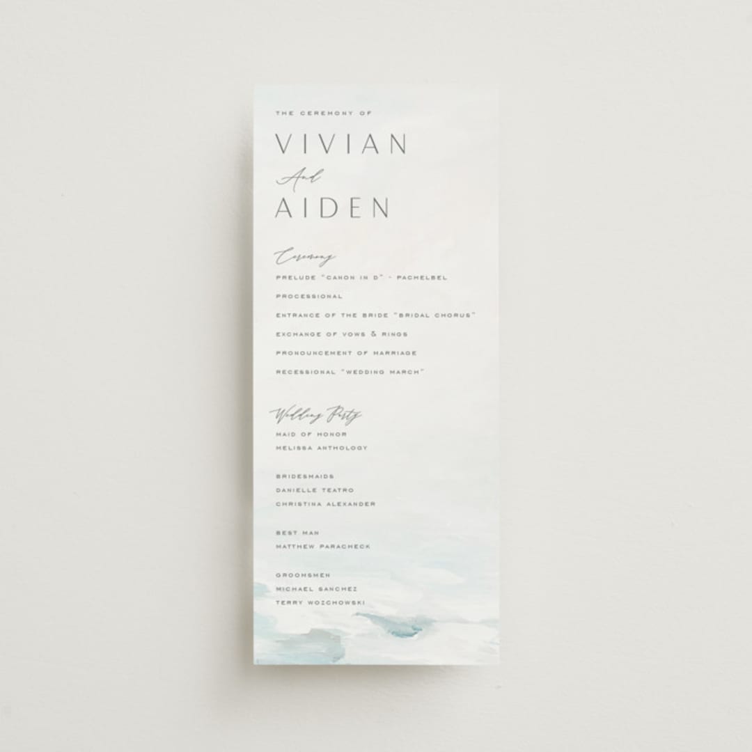 "At Sea" - Wedding Programs in Sky by Nicoletta Savod - Front