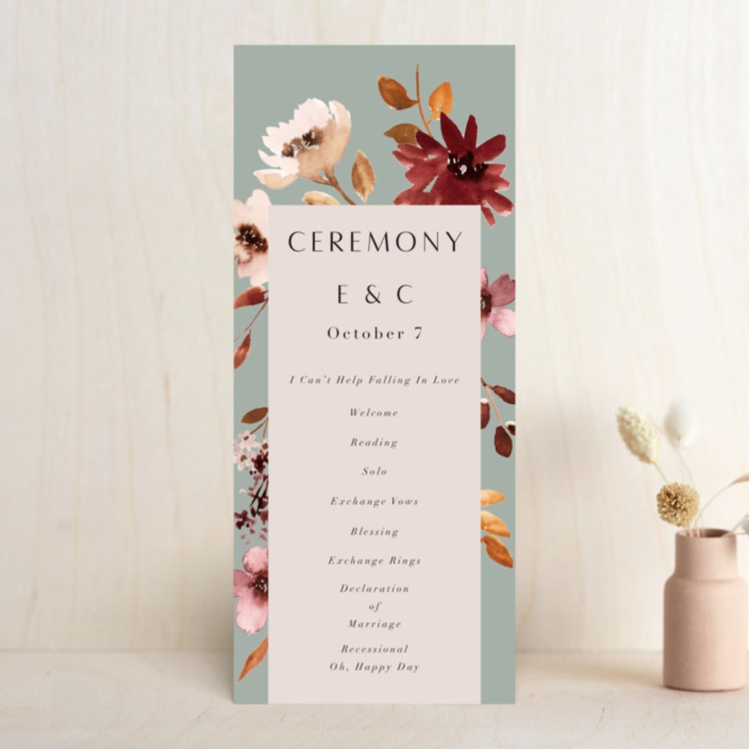 "Serenata" - Wedding Programs in Sage by Petra Kern - Front