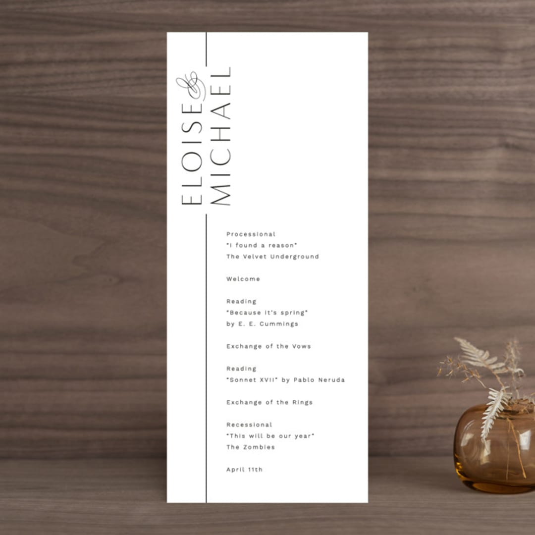 "Of Note" - Wedding Programs in Pearl by Olivia Raufman - Front