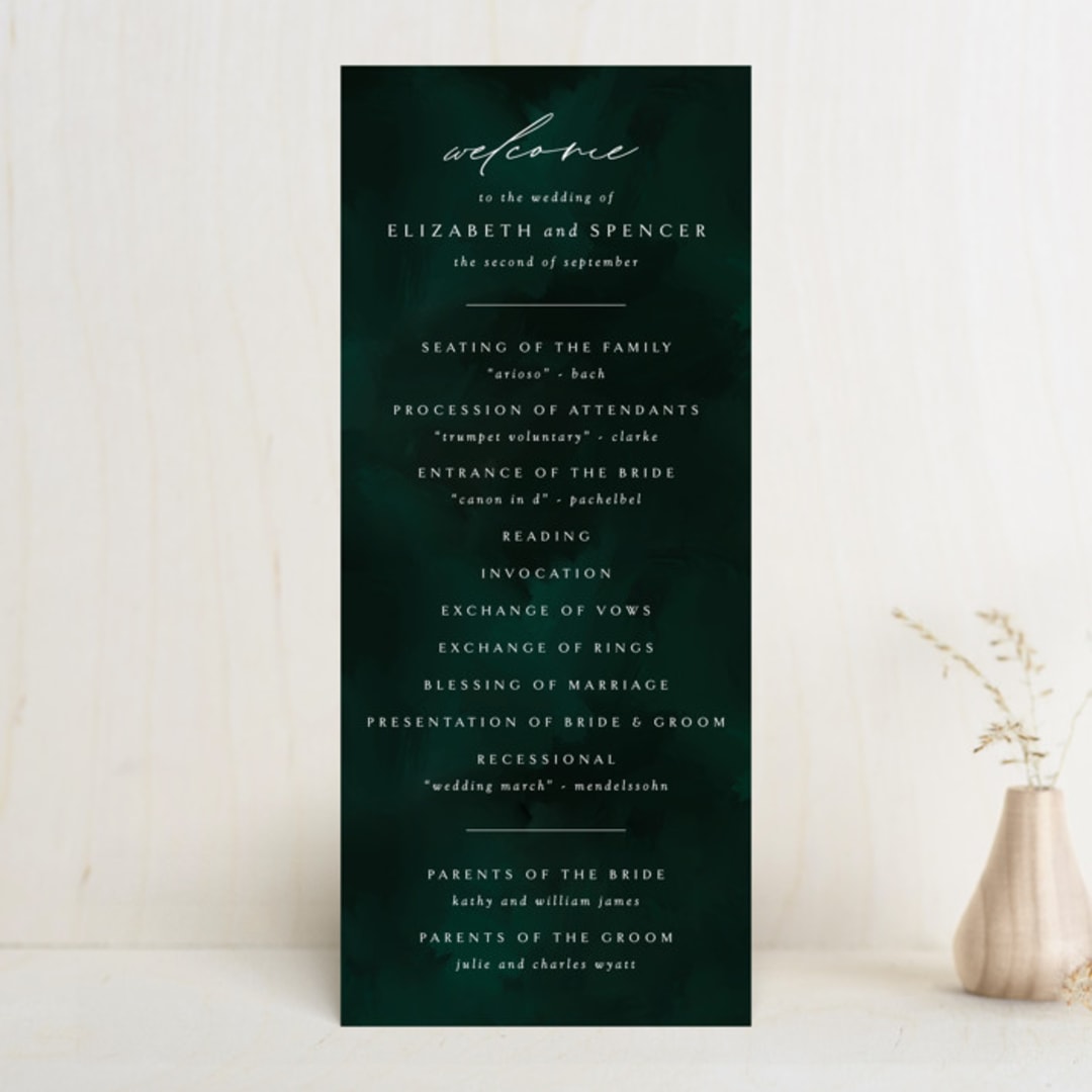 "emerald" - Wedding Programs in Emerald by Andrea Cernin - Front