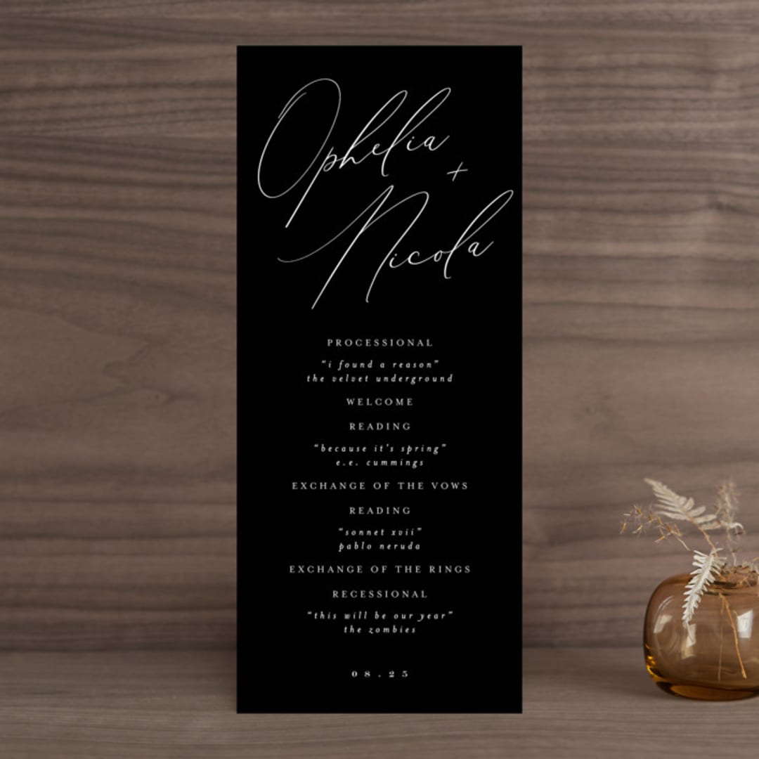 "Us" - Wedding Programs in Tuxedo by Leah Bisch - Front