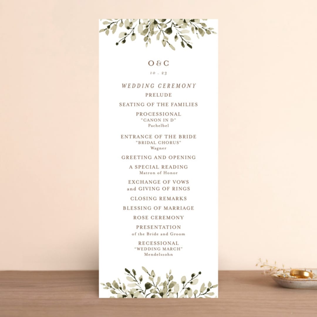 "Wedding Fields" - Wedding Programs in Fern by Chris Griffith - Front
