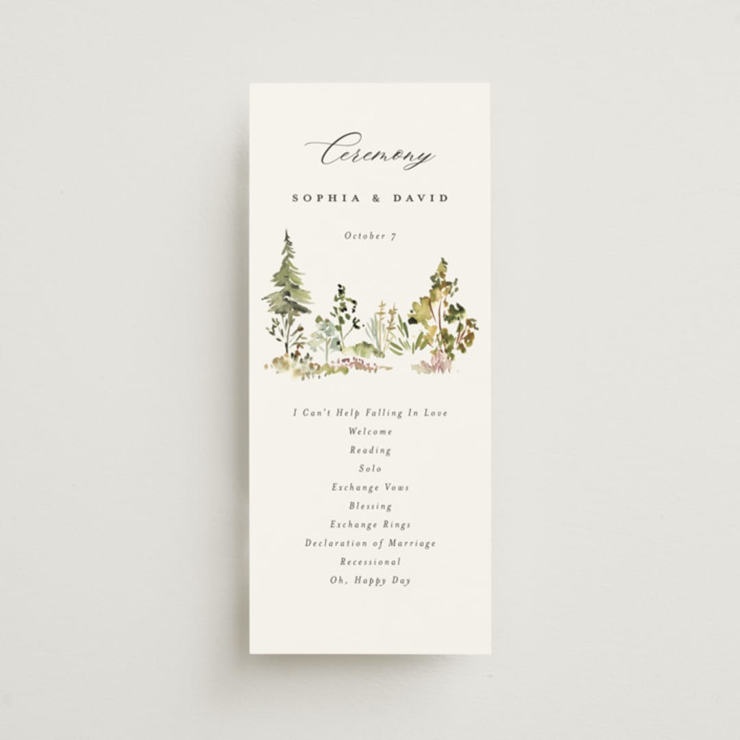 "Great Outdoors" - Wedding Programs in Forest by Petra Kern - Front