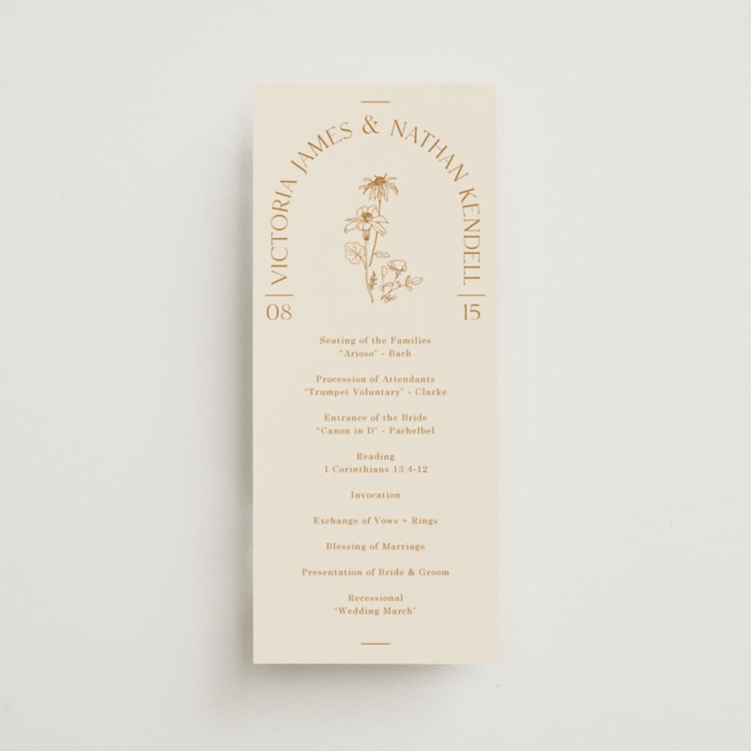 "Floral Type Arch" - Wedding Programs in Cream by Baumbirdy - Front