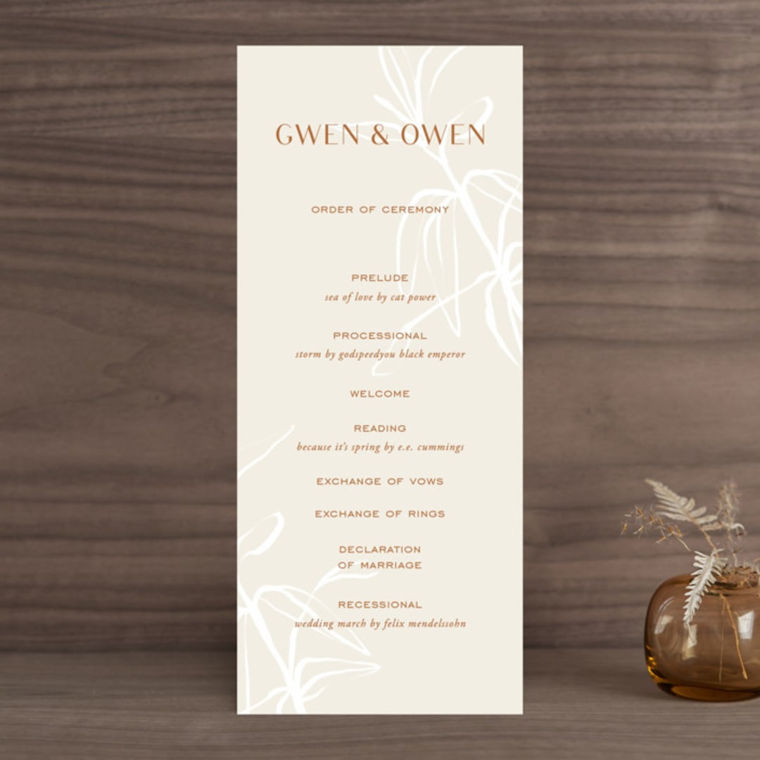 "Ovalon" - Wedding Programs in Terracotta by Pati Cascino - Front