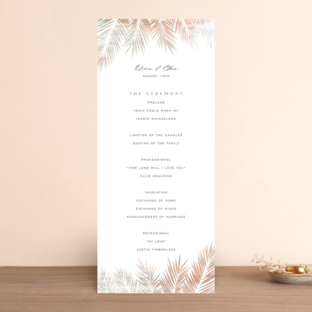 "Painted Leaves" - Wedding Programs in Coconut by Owl and Toad - Front
