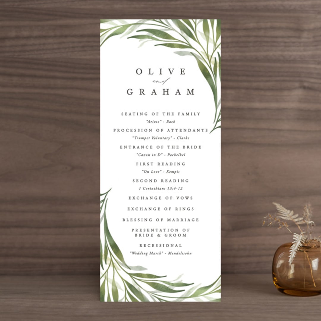 "Orchard" - Wedding Programs in Laurel Bough by Erin L. Wilson - Front