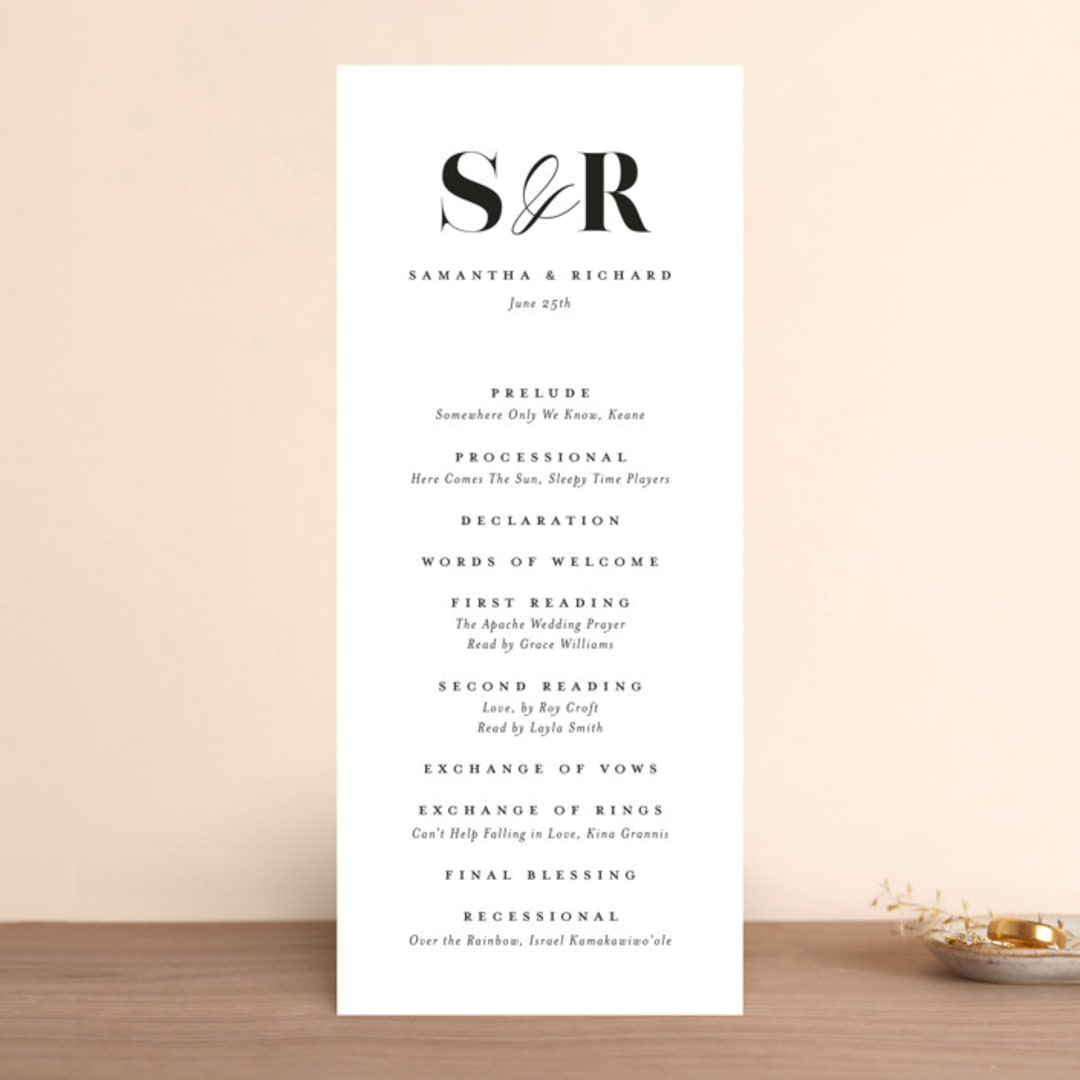 "whimsical ampersand" - Wedding Programs in Black Tie by Laura Hamm - Front