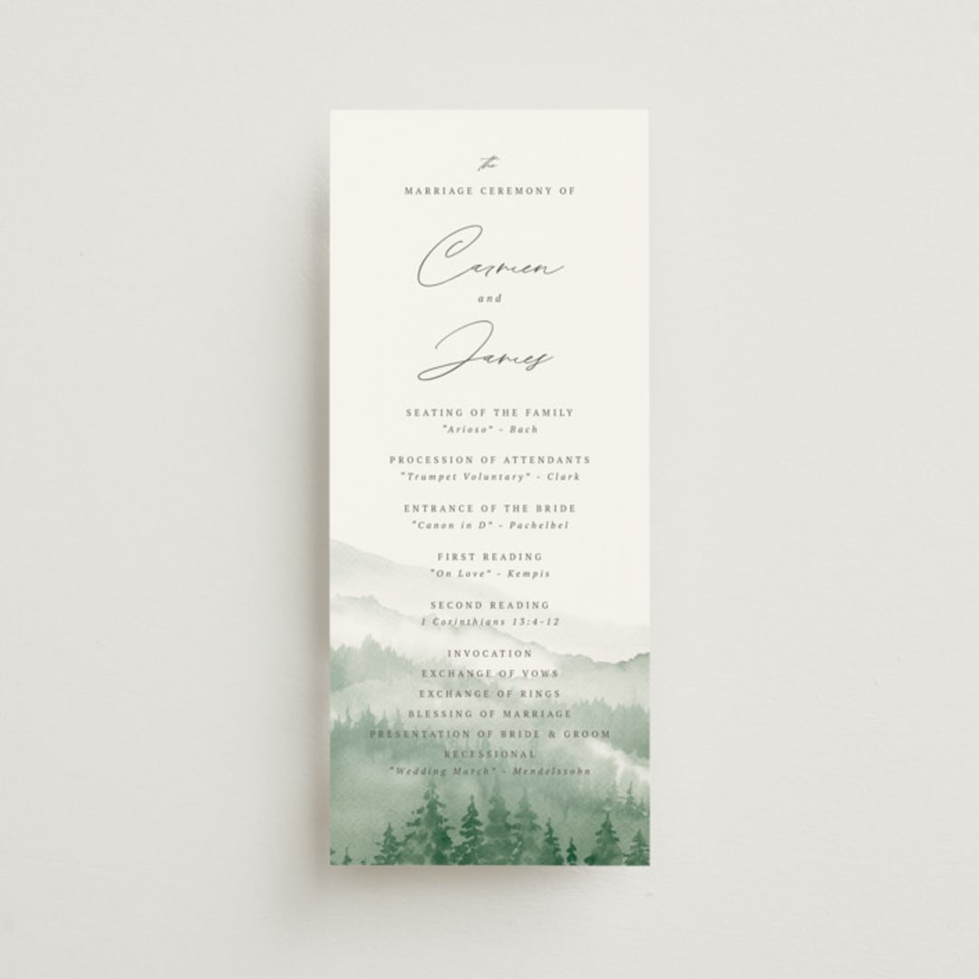 "Over the mountains" - Wedding Programs in Fern by Helen Halik - Front