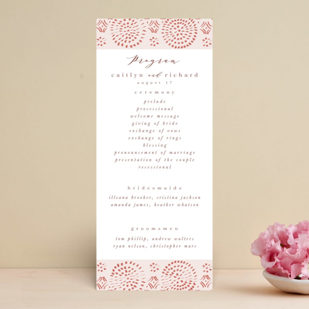 "Terracotta" - Wedding Programs in Rust by Kanika Mathur - Front