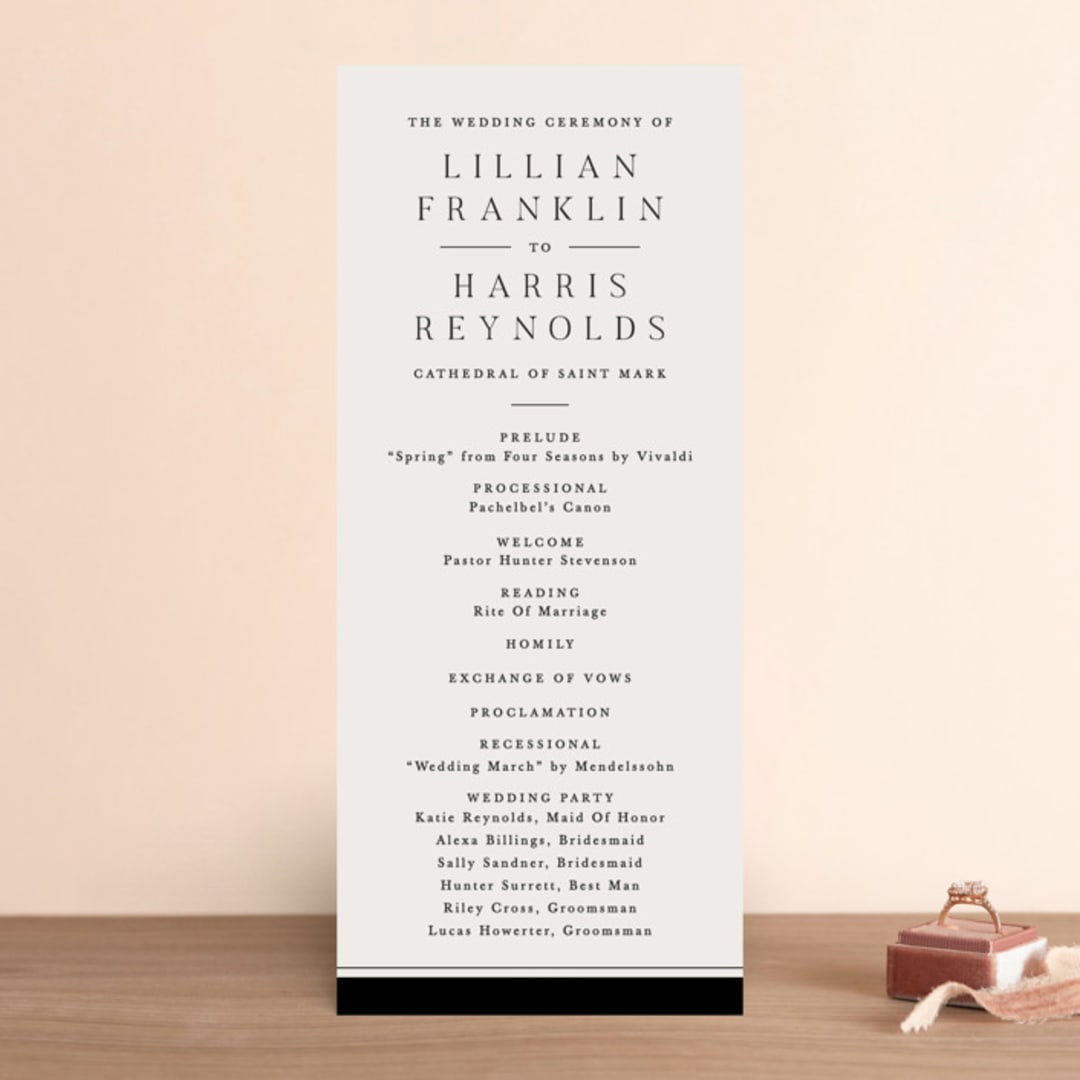 "Cambridge" - Wedding Programs in Tuxedo by Amy Kross - Front