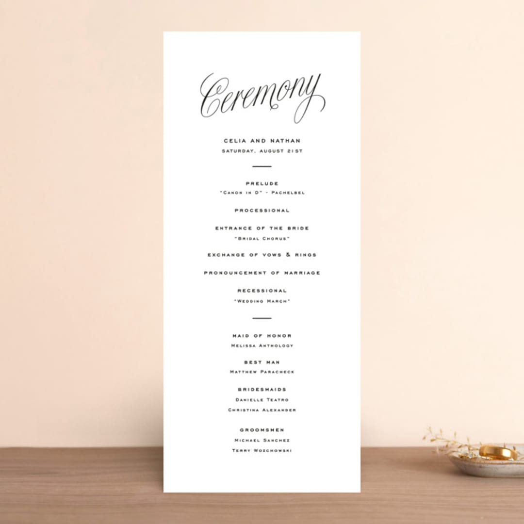 "Stacked Script" - Wedding Programs in Classic by Olivia Kanaley Inman - Front