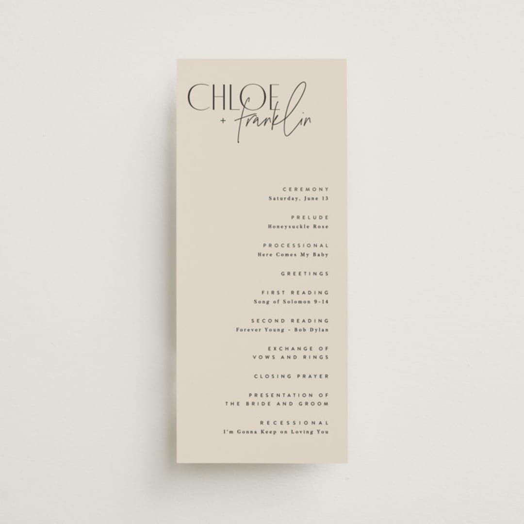 "Layered" - Wedding Programs in Natural by Kelly Schmidt - Front