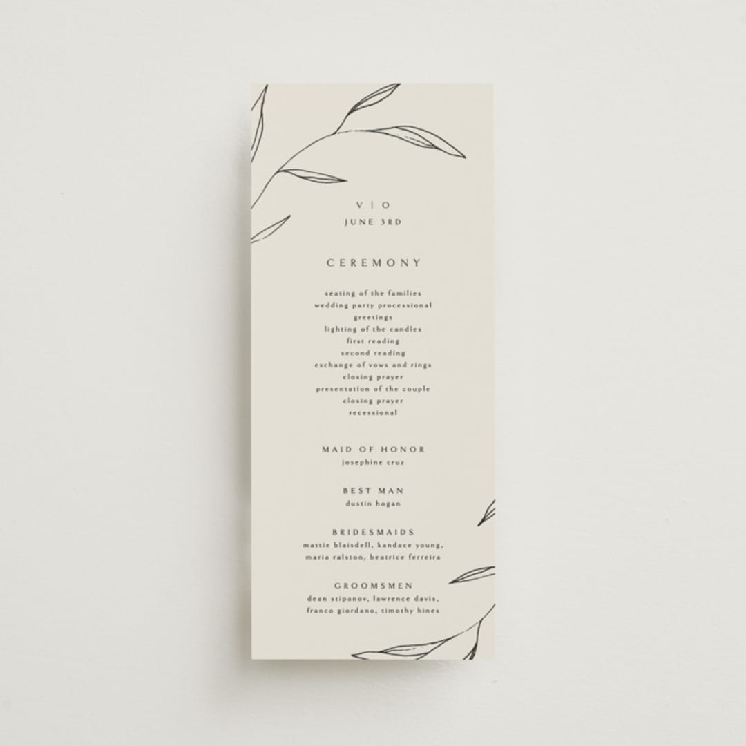 "Waldorf" - Wedding Programs in Taupe by Kelly Schmidt - Front