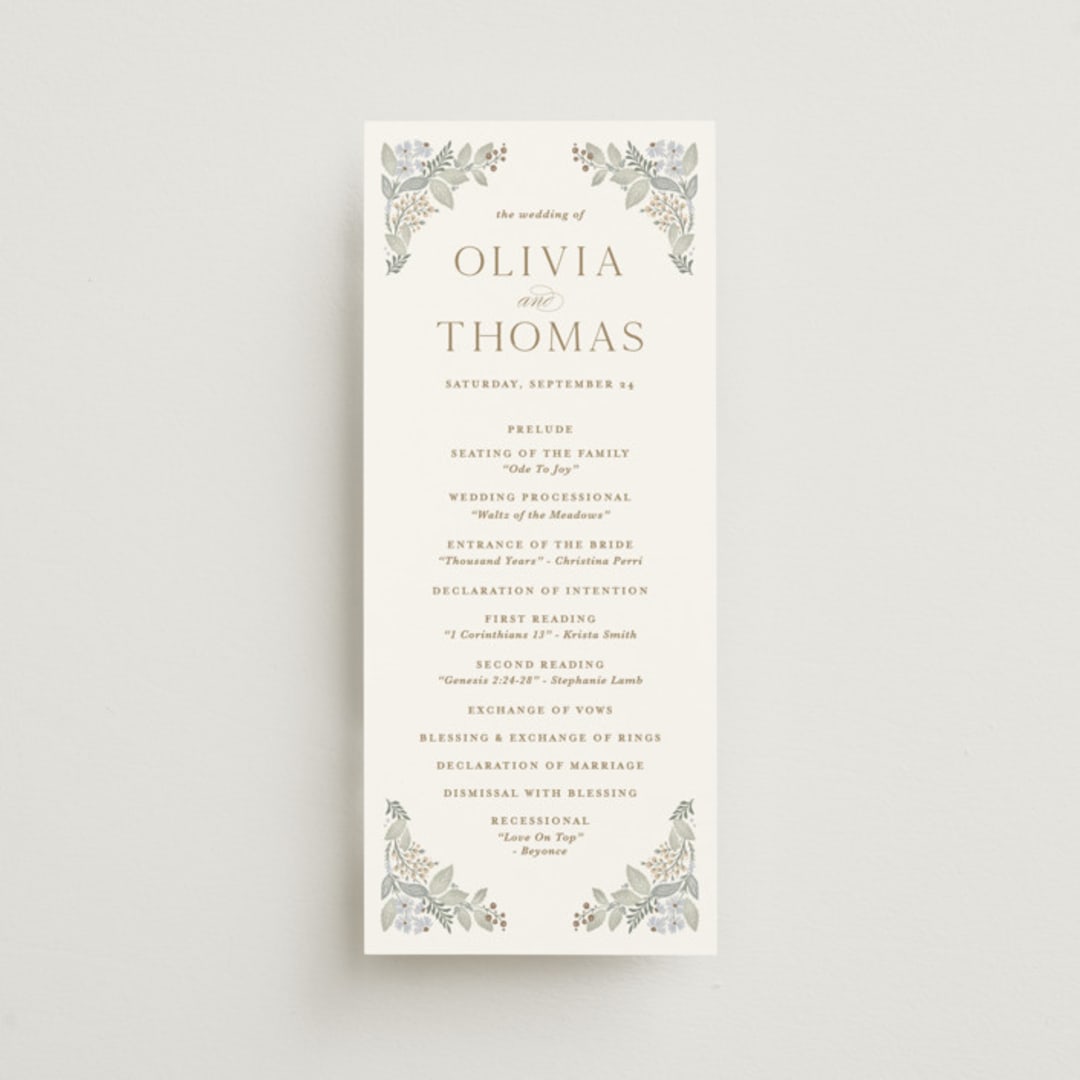 "Wild Flora" - Wedding Programs in Meadow by Kristen Smith - Front