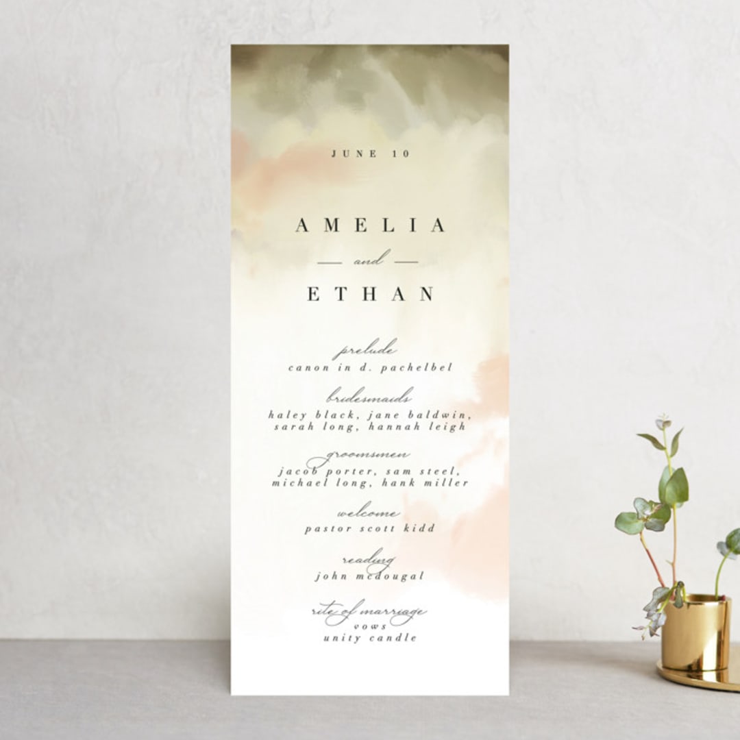 "Pastel Sky" - Wedding Programs in Moss by Hannah Williams - Front