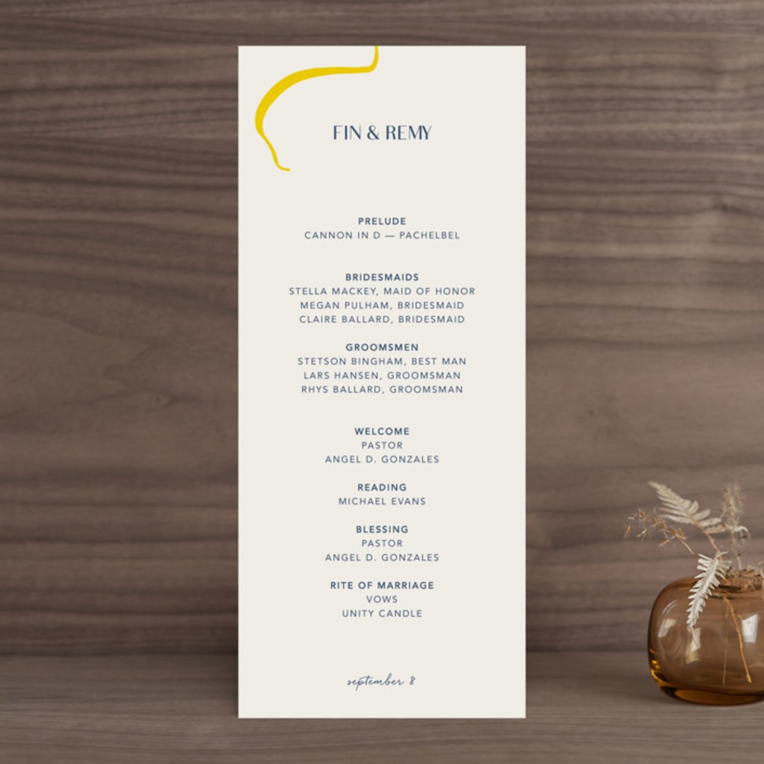 "Ophelia" - Wedding Programs in Golden by Mere Paper - Front