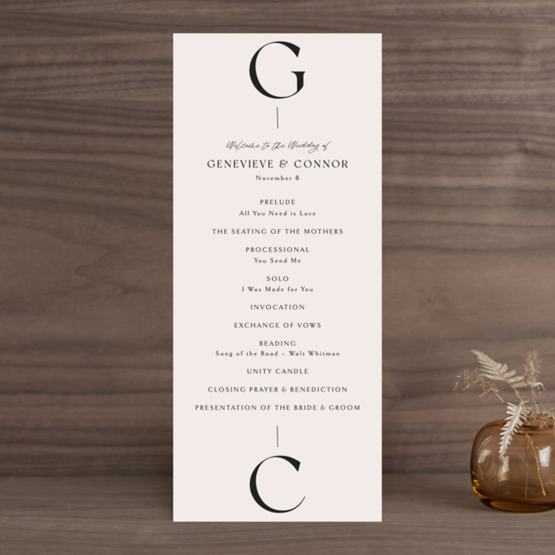 "Genevieve" - Wedding Programs in Cream by Sandra Picco Design - Front