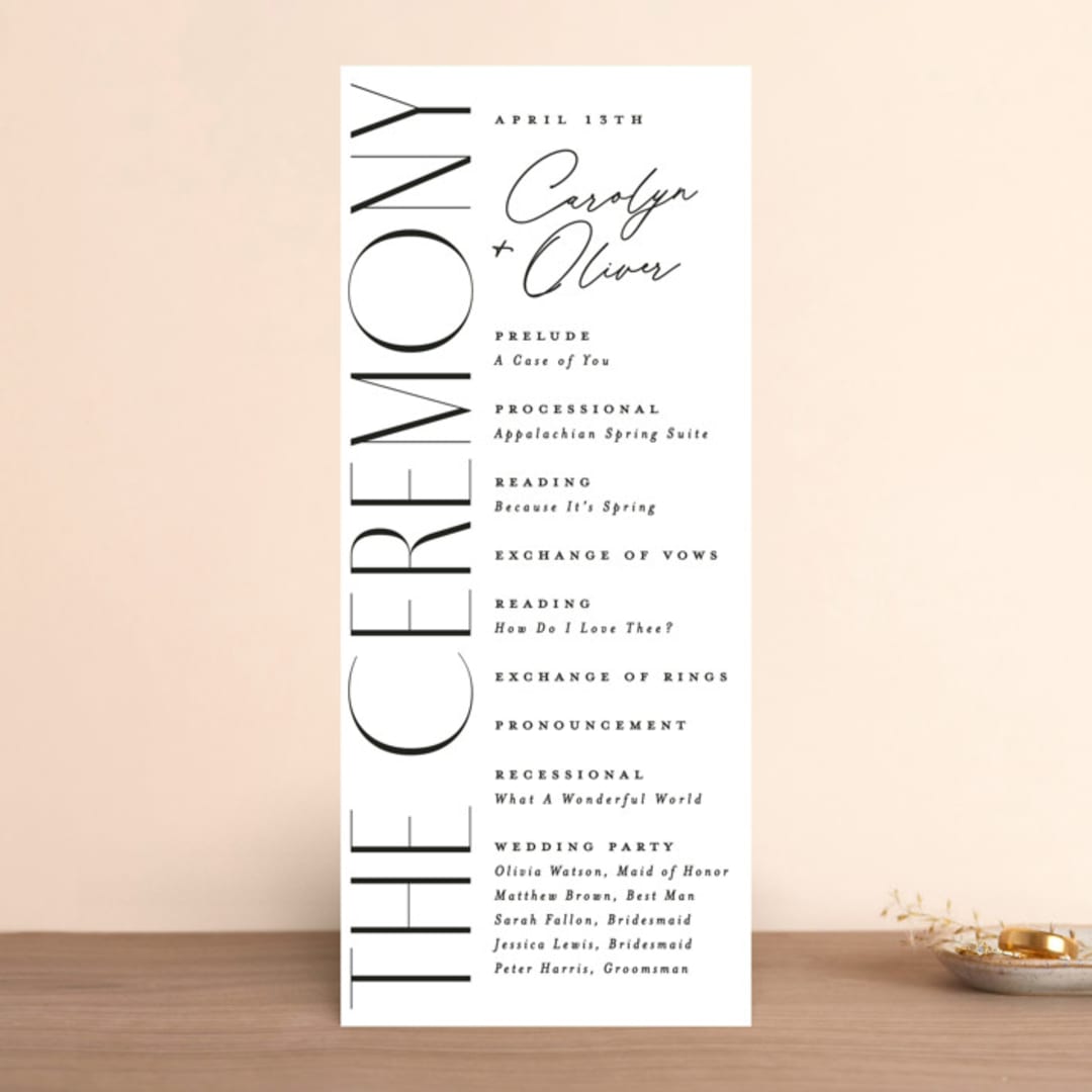 "Bold Union" - Wedding Programs in Cloud by Everett Paper Goods - Front