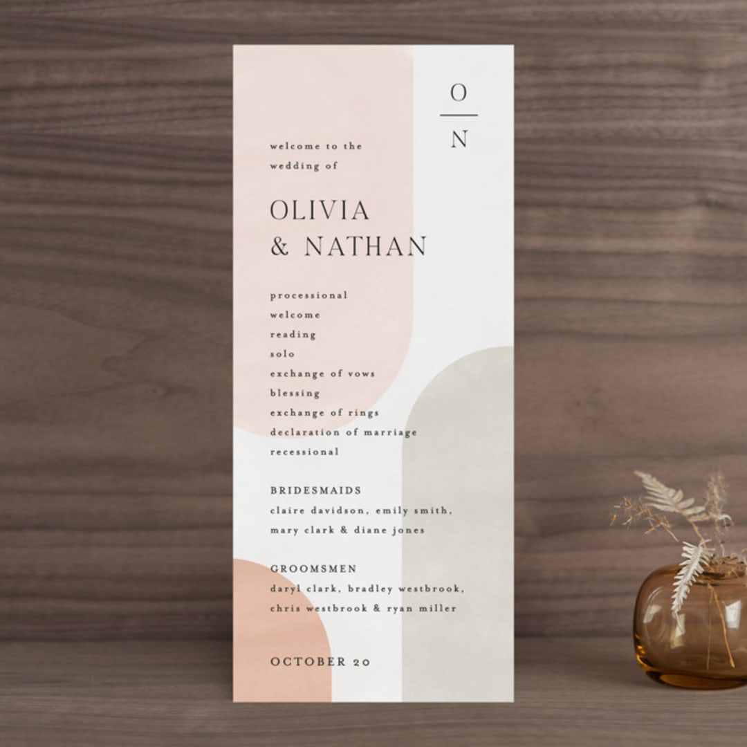 "Curves" - Wedding Programs in Cafe by Pixel and Hank - Front
