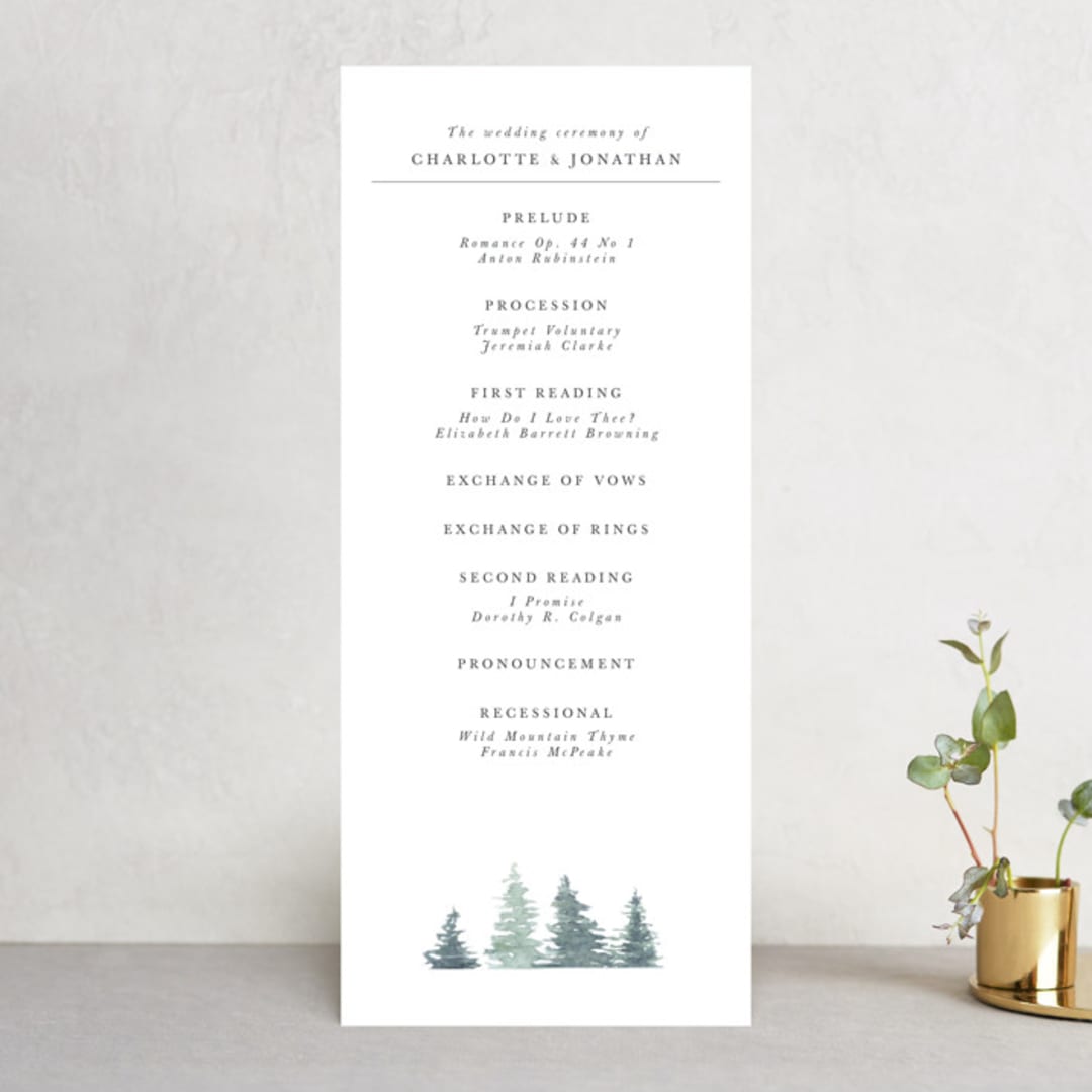 "painted woods" - Wedding Programs in Rain by Anne Kostecki - Front