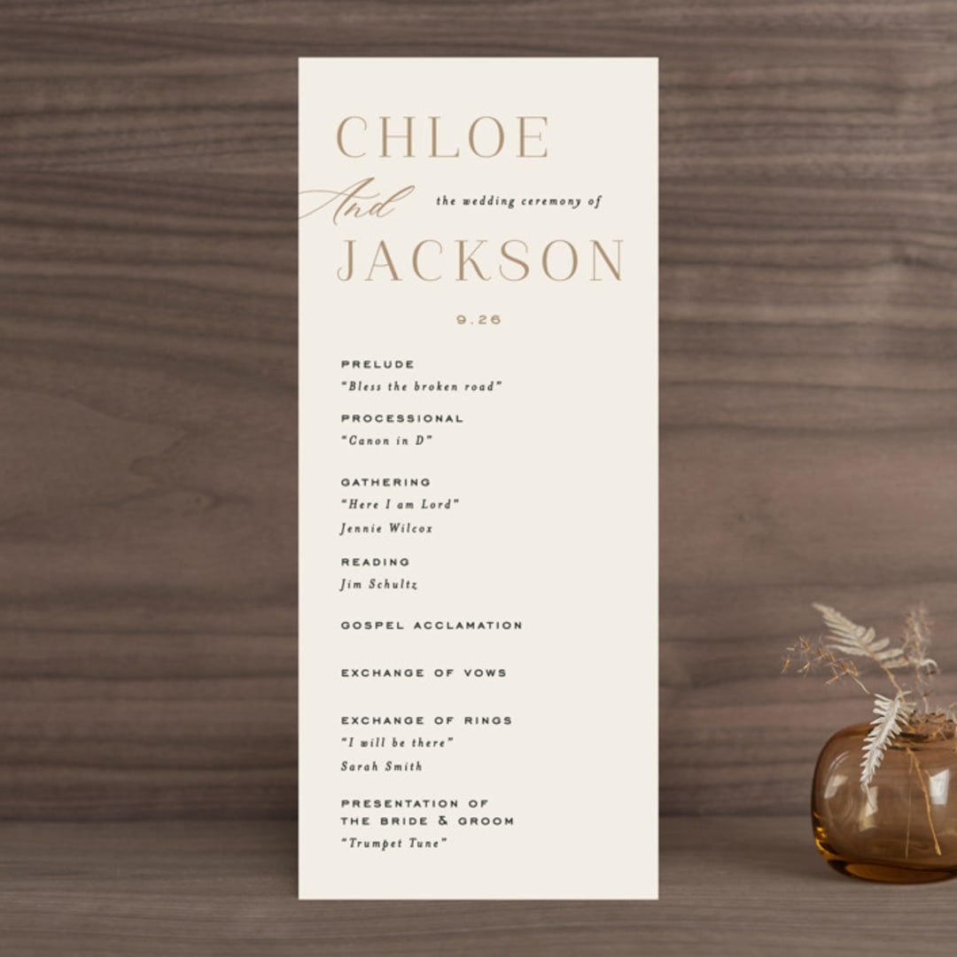 "Left Stack" - Wedding Programs in Vanilla by Alethea and Ruth - Front